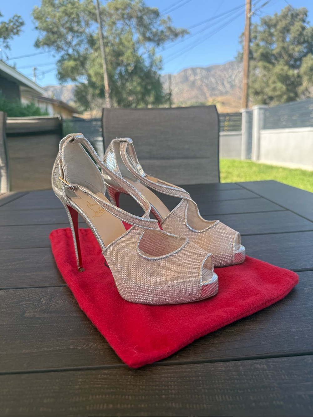 Christian Louboutin Mariacar 120 Metallic Platform Heels – Size 37.5